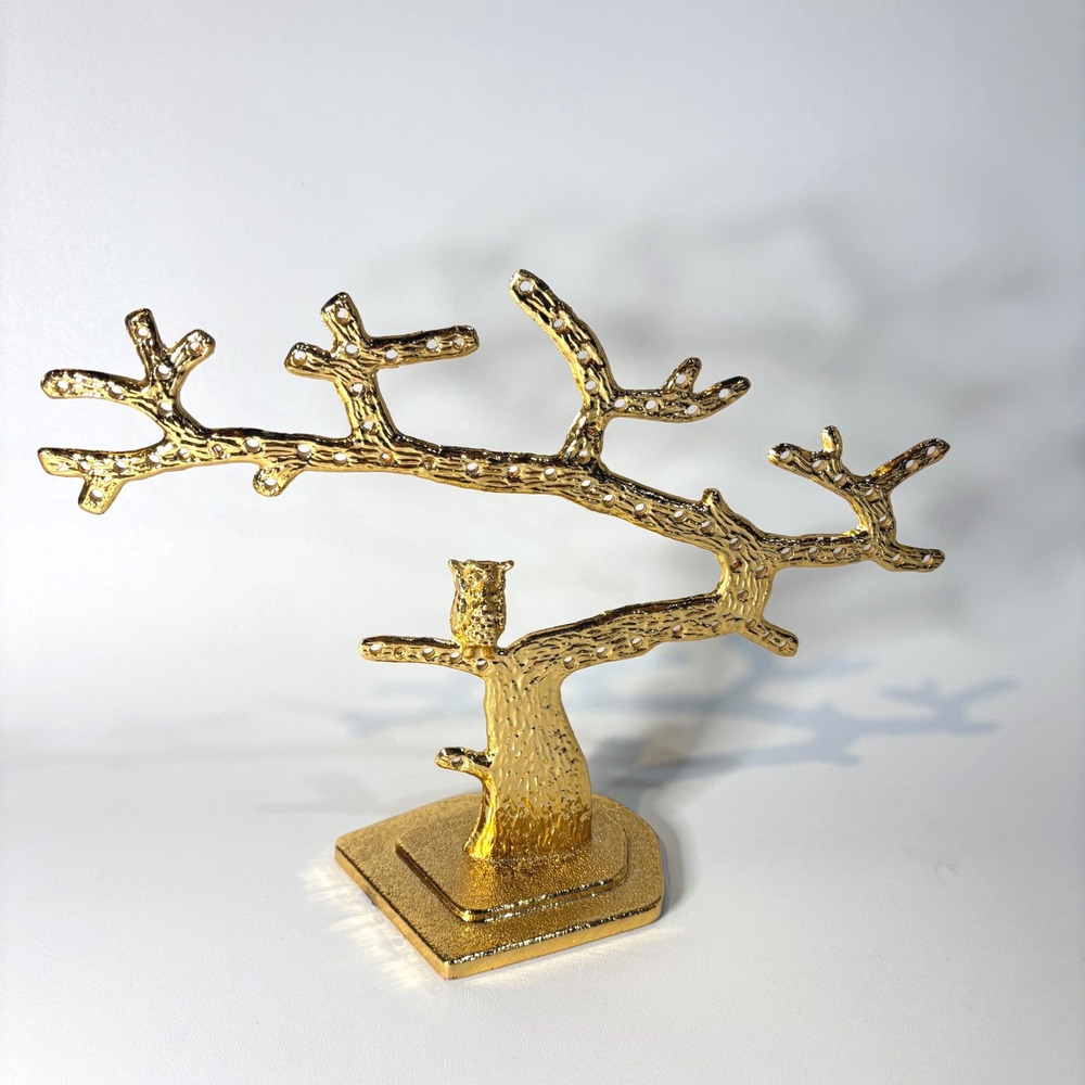 Gold Owl Tree Branch Earring Holder Jewelry Stand Organizer Display